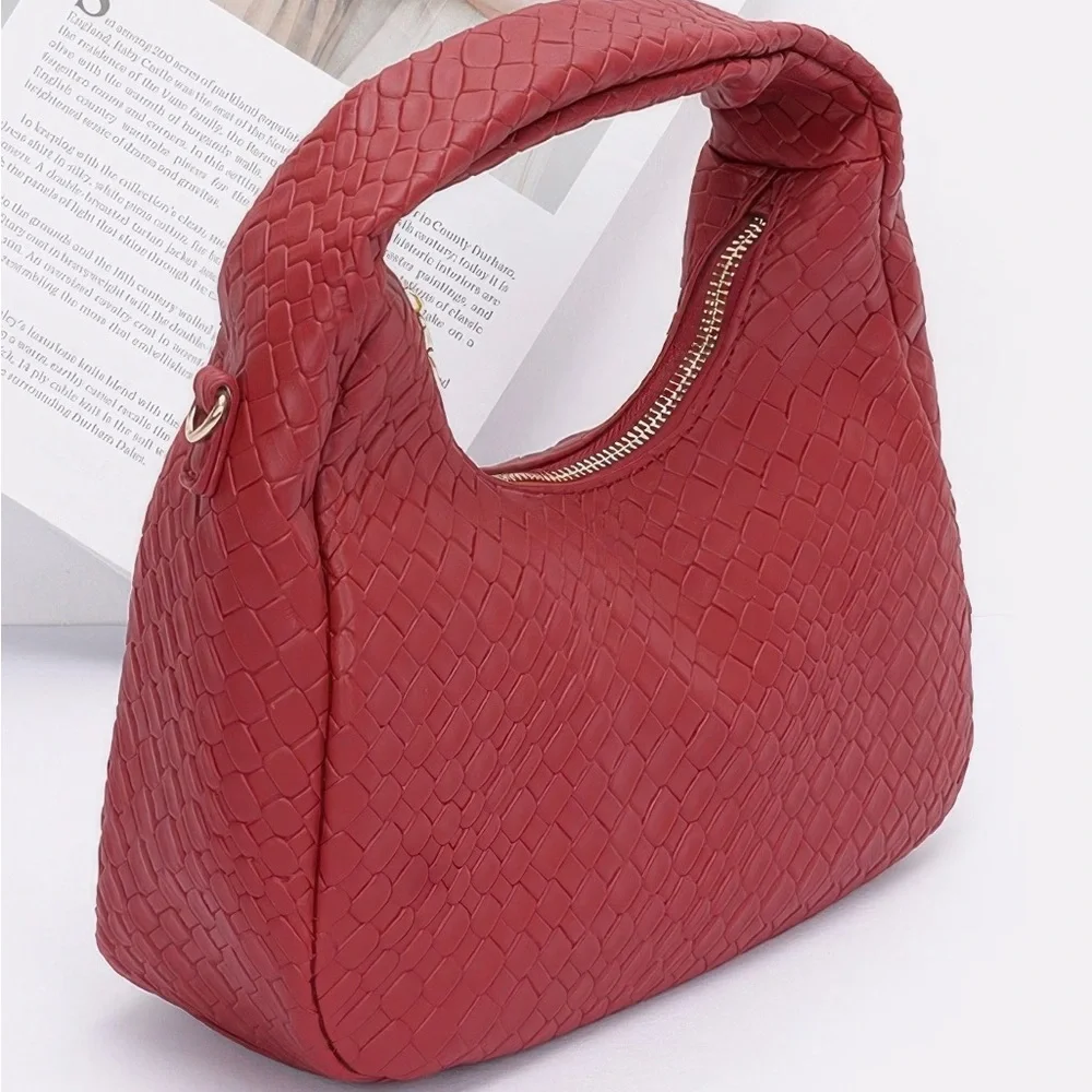 Embossed Faux Leather Hobo Bag